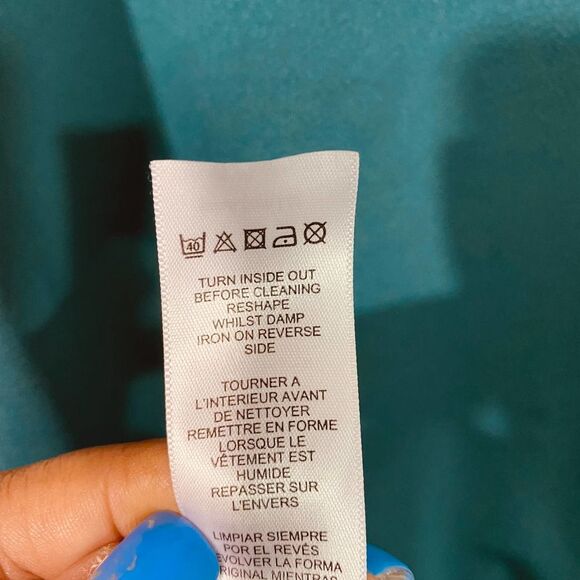 Asos Women's Blue Sleeveless Tie Neck Bodycon Shift Midi Dress Size 4 - Picture 7 of 7